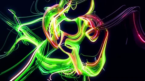 4k abstract looped bg. Multicolor flash of curved lines. Concept of computing Stock Footage 147845903