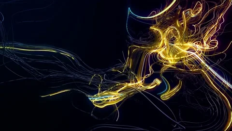 4k abstract looped bg. Multicolor flash of curved lines. Concept of computing Stock Footage 148294749