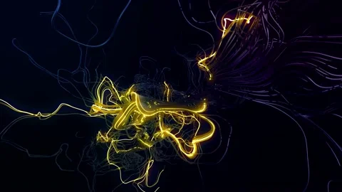 4k abstract looped bg. Multicolor flash of curved lines. Concept of computing Stock Footage 157042865
