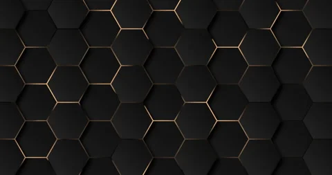 4k Abstract luxury black background with futuristic hexagon golden grid. Stock Footage 154755036