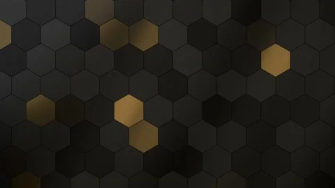 4K Abstract luxury Hexagon Shape geometric black grey with fill Gold background. Stock Footage 224821028
