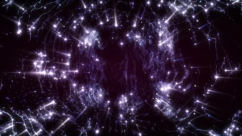 4K Abstract motion background animation shining particles dust wave flow loop Stock-Footage 104211748