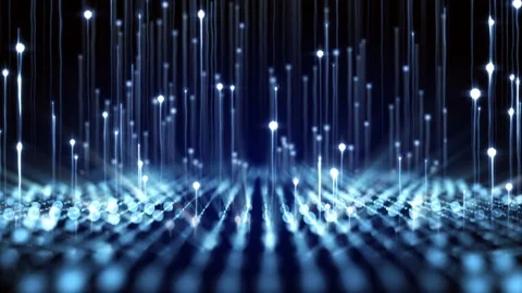 4K Abstract motion background animation shining particles string grid flow loop Stock Footage 105474327