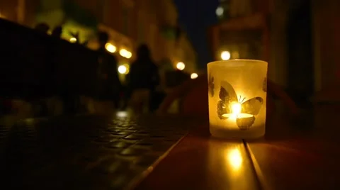 4K Abstract motion background, shining light, candle on the bench Stock-Footage 42006534