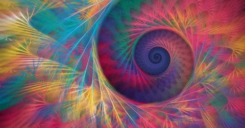 4K abstract multicolored spiral motion background seamless looping fractal Stock Footage