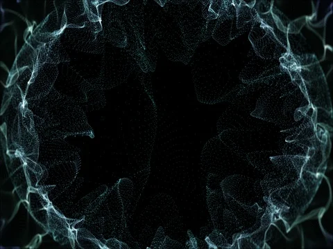 4k Abstract mysterious Particles with blank sphere center Background Stock Footage
