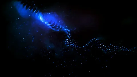 4K abstract neural particles line technology computer demostration Video stock 104579907