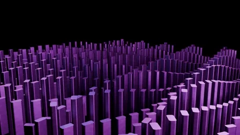 4K Abstract Purple Rectangular Waves Rising Falling Data Visualization Grid.. Stock Footage 335255557