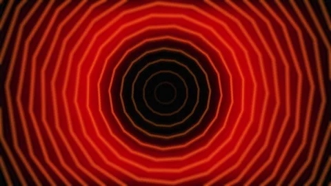 4K Abstract Red Glowing Concentric Hexagonal Tunnel Black Background Stock Footage 329554708