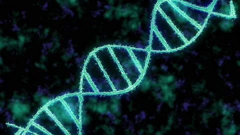 4K abstract representation of DNA molecule. Rotating green nucleic acid helix Stock Footage 135522871
