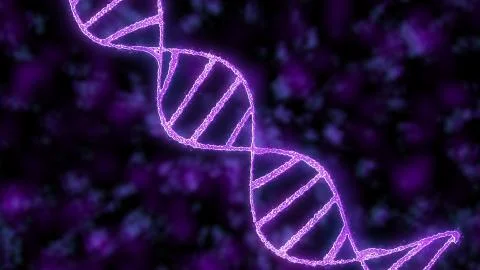 4K abstract representation of DNA molecule. Nucleic acid double helix Violet  Illustrazione stock