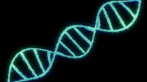 4K abstract representation of DNA molecule. Rotating green nucleic acid helix Illustration