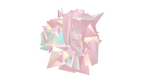4K Abstract round festive low polygonal pink crystal surface. Stock Footage 116423520