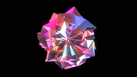 4K Abstract round festive low polygonal pink and violet crystal surface. Video stock 116423548