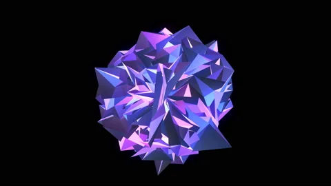 4K Abstract round festive low polygonal violet and blue crystal surface Stock Footage 116423608