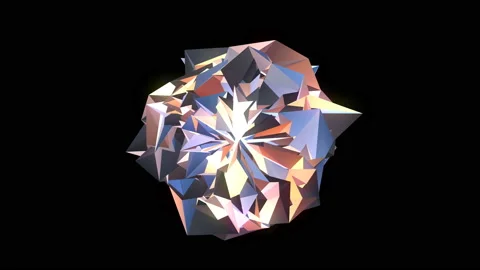 4K Abstract round festive low polygonal gold and blue crystal surface. Stock Footage 116423645