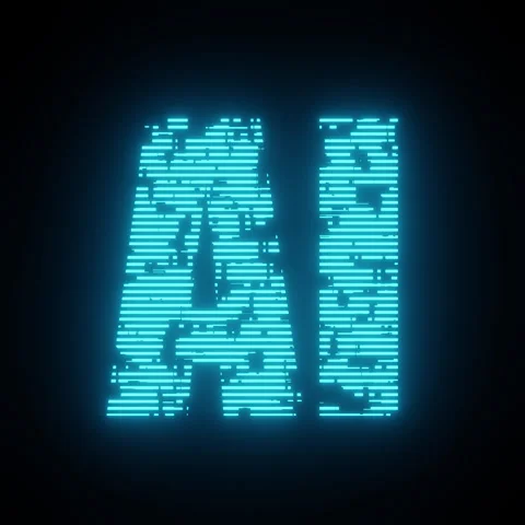 4K Abstract Sci-Fi "AI" Glitchy Hologram Looping Animation Stock Footage 316116853