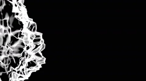 4K Abstract side pulsing white energy mass on a black background Stock Footage 60227406