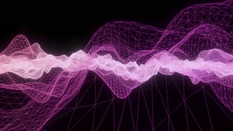 4K Abstract Technology Camera moving into a complex wireframe multicolored Wave Stock Footage 213056420