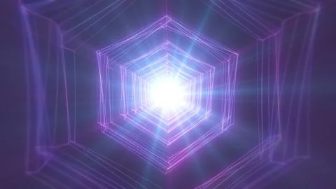 4K Abstract technology neon lines tunnel. Video stock 103756986