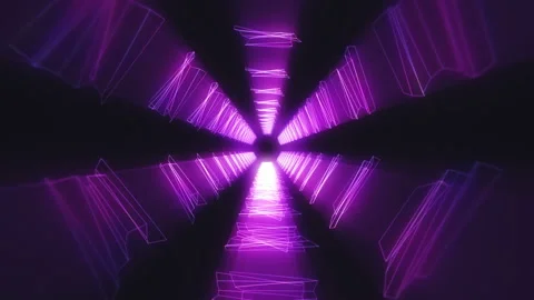 4K Abstract technology neon lines tunnel. Stock Footage 103757074