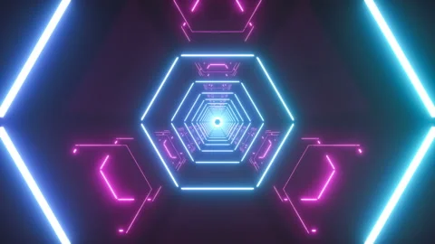 4K Abstract technology neon lines tunnel. Stock Footage 103757144