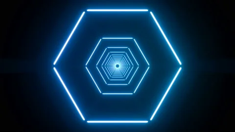 4K Abstract technology neon lines tunnel. Stock Footage 103757214
