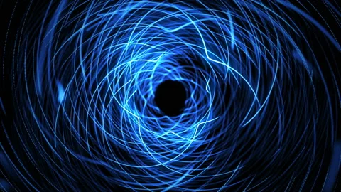 4K Abstract technology neon lines tunnel. Blue futuristic construction. Video stock 112221921