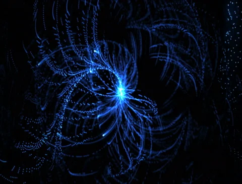 4K Abstract technology neon lines tunnel. Blue dots construction 스톡 동영상 112274012