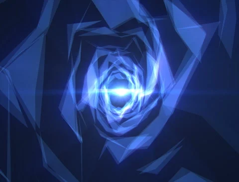 4K Abstract technology neon lines tunnel. Blue dots construction Stock Footage 112275207