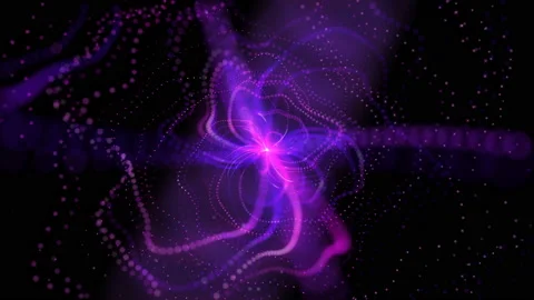 4K Abstract technology neon lines tunnel. Blue dots concstruciton. Video stock 124303395