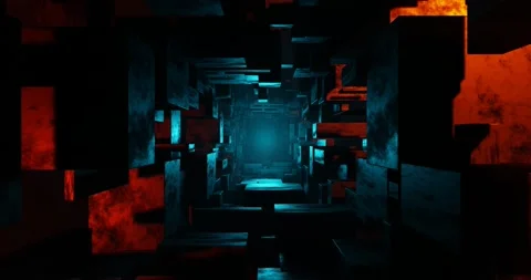 4K Abstract technology tunnel. Camera moves forward towards the light Video stock 159346697