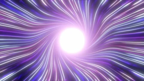 4K Abstract tunnel made of glowing lines. Fast moving lines curl into a hole Stock Footage 267223151