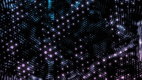 4K Abstract wave texture glowing defocused particles. Cyber digital technology 스톡 동영상 94080306