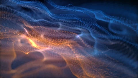 4K Abstract wave texture glowing defocused particles. Cyber digital technology Stock Footage 94082972