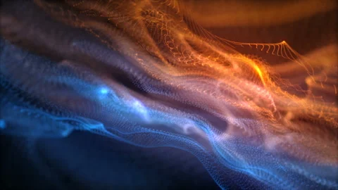 4K Abstract wave texture glowing defocused particles. Cyber digital technology Stock Footage 94083188
