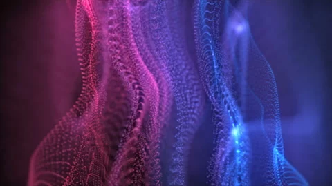 4K Abstract wave texture glowing defocused particles. Cyber digital technology Stock Footage 94083433