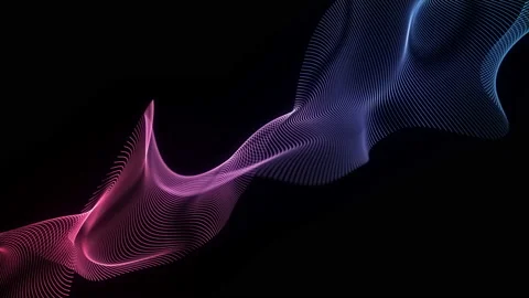 4K Abstract wave texture glowing defocused particles. Cyber digital technology Video stock 94084137