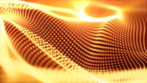 4K Abstract wave texture glowing defocused particles. Cyber digital technology Stock Footage 94090876