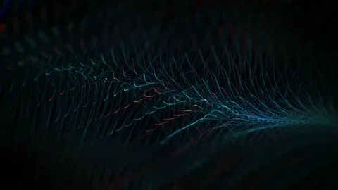 4K Abstract wave texture glowing defocused particles. Cyber digital technology Video stock 103758336