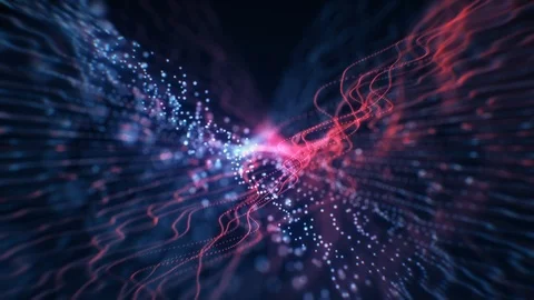 4K Abstract wave texture glowing defocused particles. Cyber digital technology Video stock 103760422