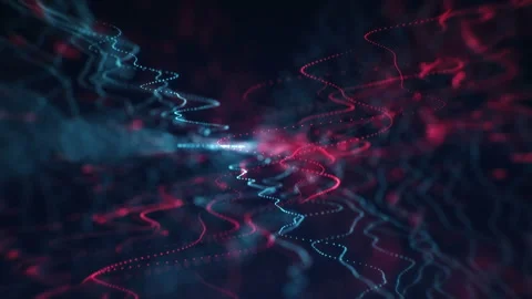 4K Abstract wave texture glowing defocused particles. Cyber digital technology Video stock 103760658