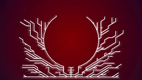 4k abstract white wireframe on dark red bg. Ai growing geometric pattern of Stock Footage 153602803