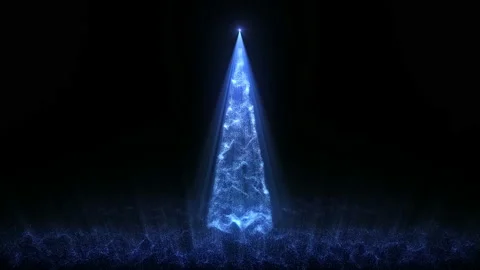 4K Abstract xmas tree. Glowing blue bokeh particles. Stock Footage 139600777