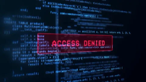 4k Access denied message on computer screen using virus program Loop Animation. Video stock 176930617