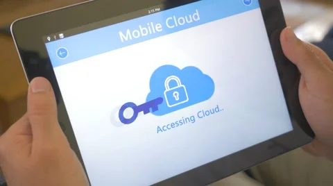 4K Access Denied To Mobile Cloud on Tablet app Stock Footage 54622565