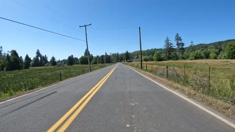 4K action camera driving footage of forested countryside road in Oregon, USA Video stock 339543552
