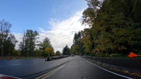 4K action camera fall footage driving through a scenic forest road in autumn 스톡 동영상 320515682