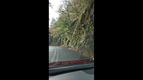 4K action camera footage driving through the Historic Columbia River Highway OR Video stock 320471553