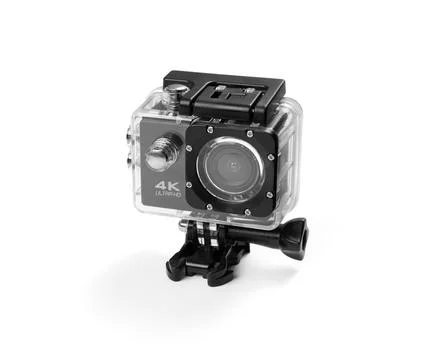 4K Action camera in a protective box for shooting dynamic videos Foto stock